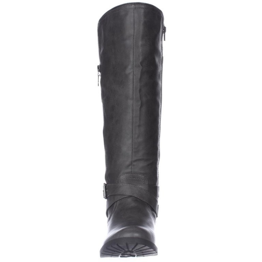 Gray Guess Wide Calf Tall Boots Zip Buckles Riding "Halsey" 7.5, Barely Worn - Picture 14 of 16